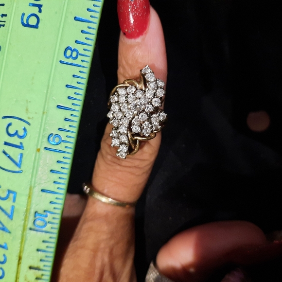 AUTHENTIC GENUINE SOLID 14K YELLOW GOLD 2CTTW DIAMOND 💎 CLUSTER COCKTAIL RING - Picture 8 of 10